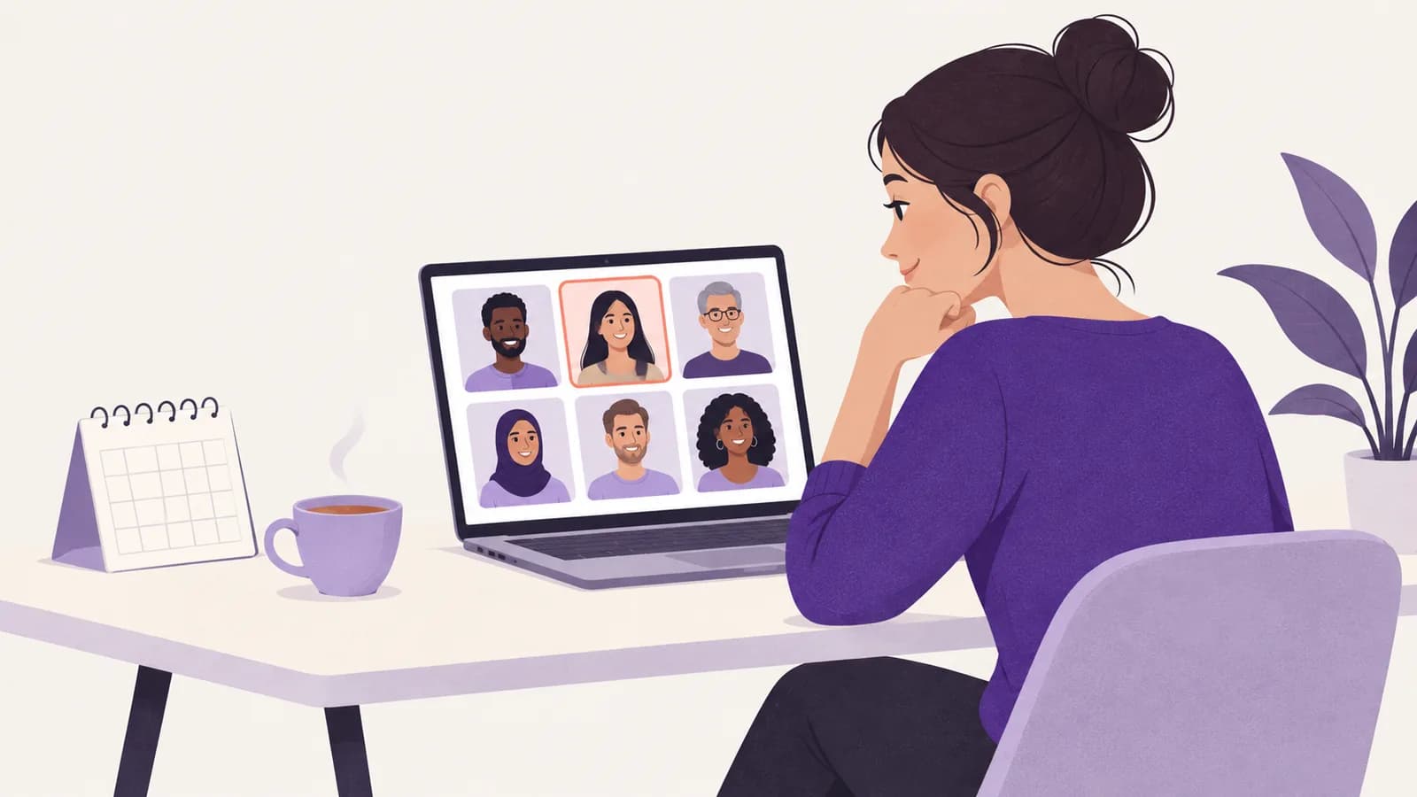 A learner choosing a tutor from a grid of profiles on her laptop